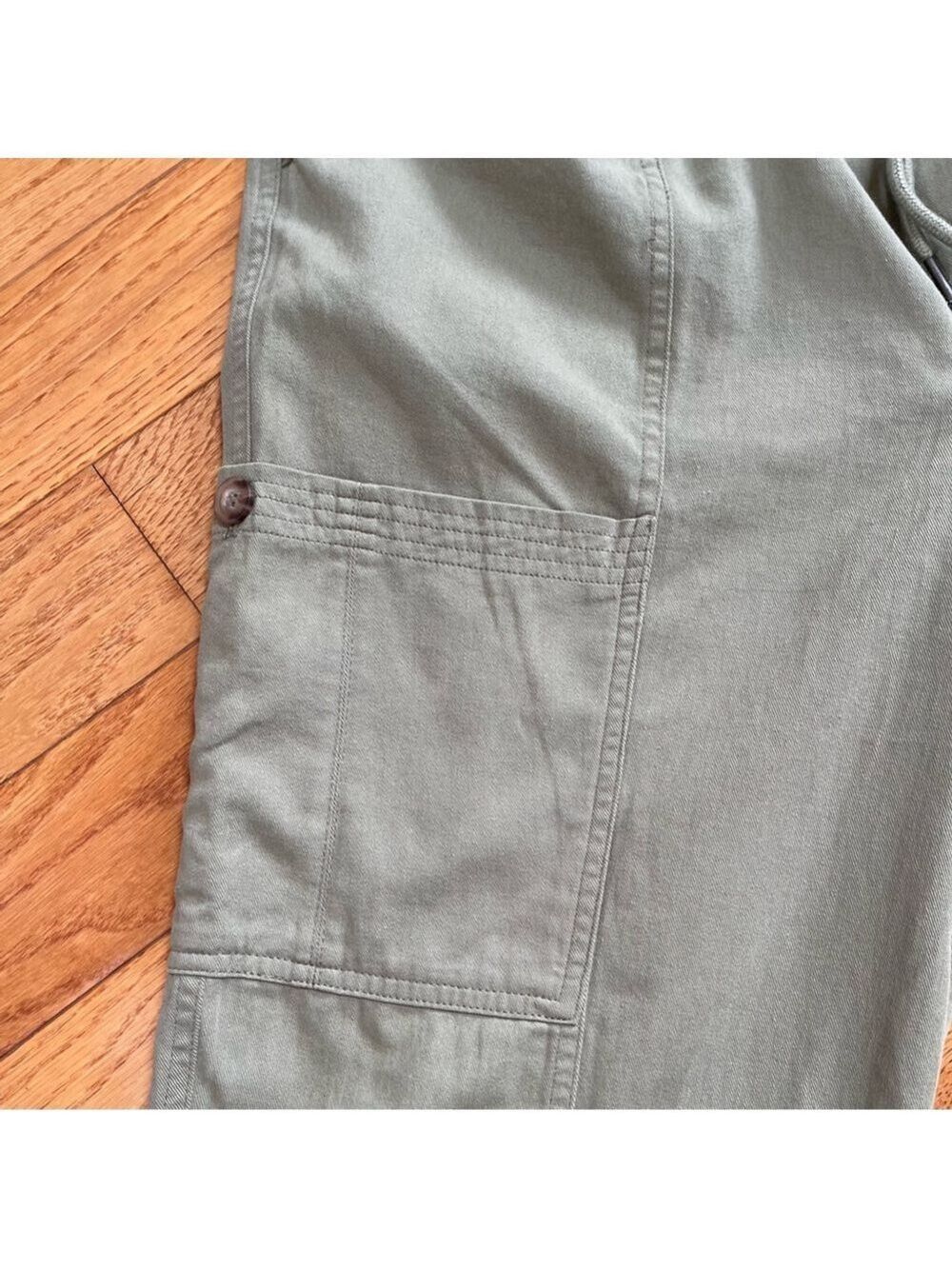 7 For All Mankind baggy cargo pants olive green khaki cotton drawstring Sz M - Picture 4 of 10
